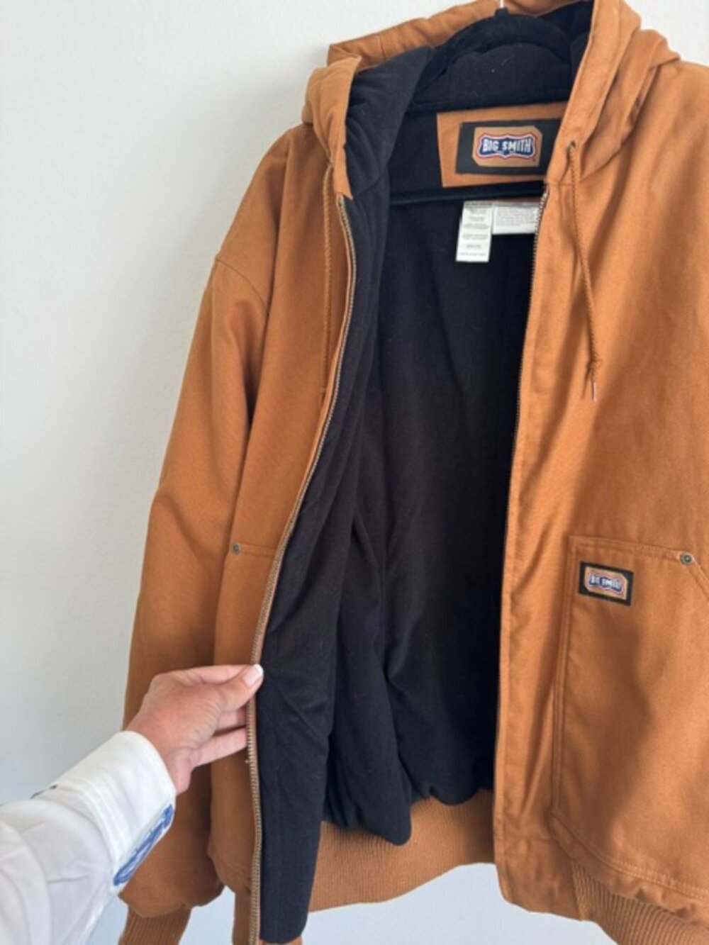 Vintage Big Smith Hooded Duck Canvas Insulated Jacket 2XL Reg Brown - Picture 14 of 14